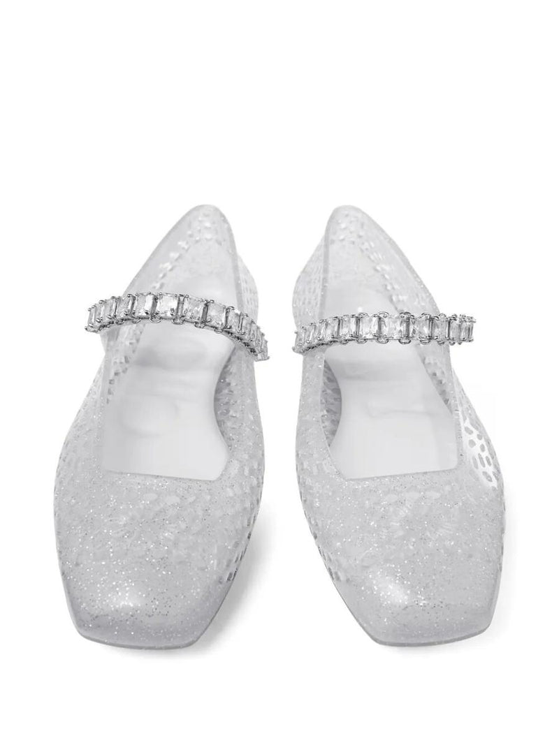 Jimmy Choo Clear Jelly Ballerina Flats With Crystal Embellishment Shoes