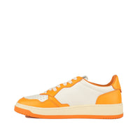 Autry Orange White Two-Tone Leather Medalist Low Sneakers