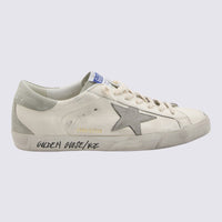 Golden Goose White And Grey Leather Super-Star Sneakers