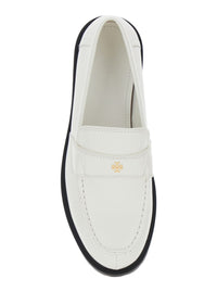 White Loafer With Logo Plate In Nappa Leather Woman