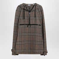 Burberry Half-Zip Jacket With Check Pattern In Blend