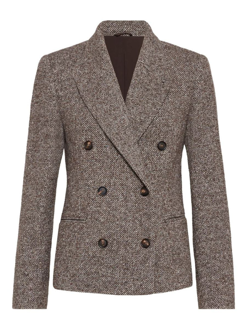 Brunello Cucinelli Melange Wool Jacket With Shiny Details