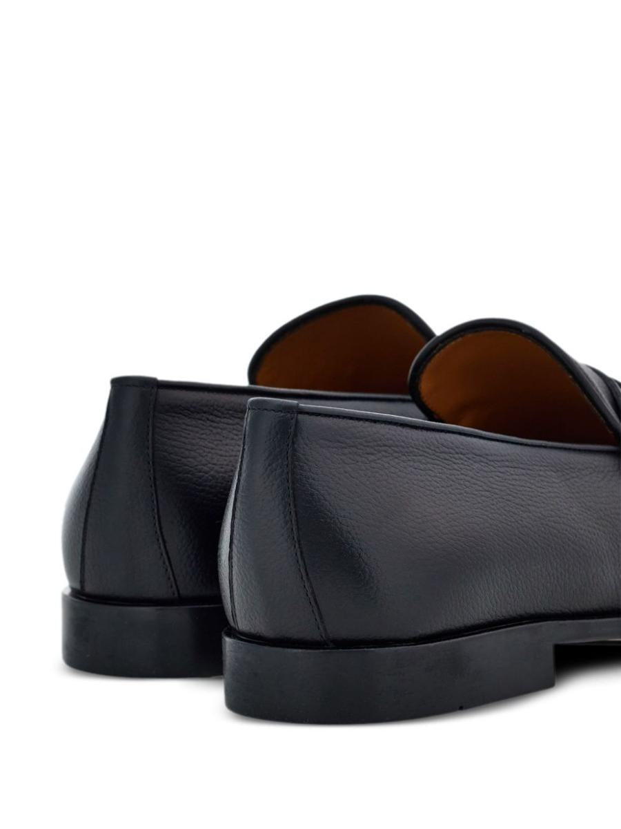 Salvatore Ferragamo Hammered Leather Gancini Loafers Shoes