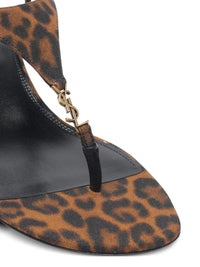 Saint Laurent Fabric Women Shoes Sandles Mid Heel Leather Sole