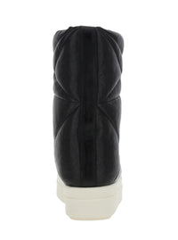 Black Down Filled And Quilted Ankle Boots In Leather Man