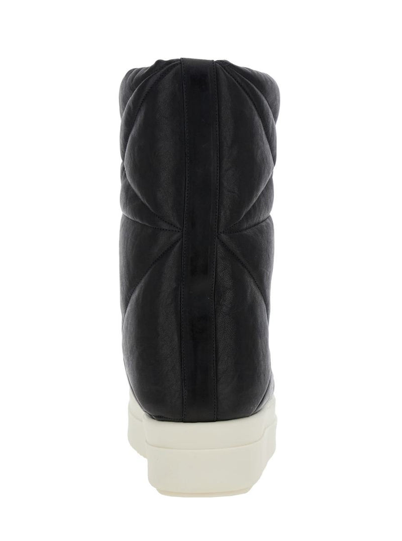 Black Down Filled And Quilted Ankle Boots In Leather Man