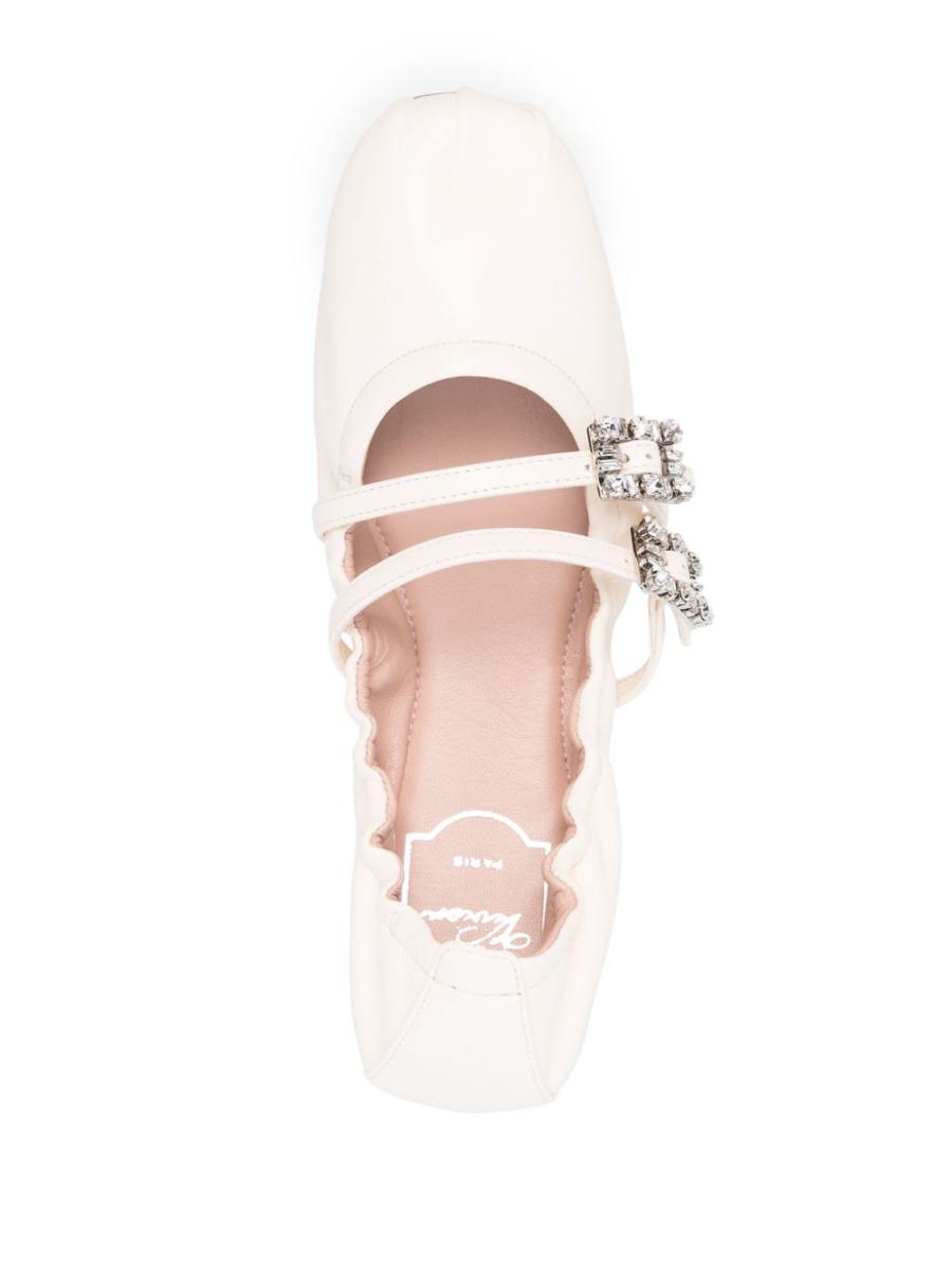 Roger Vivier Mini Strap Strass Leather Ballet Flats