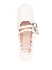 Roger Vivier Mini Strap Strass Leather Ballet Flats