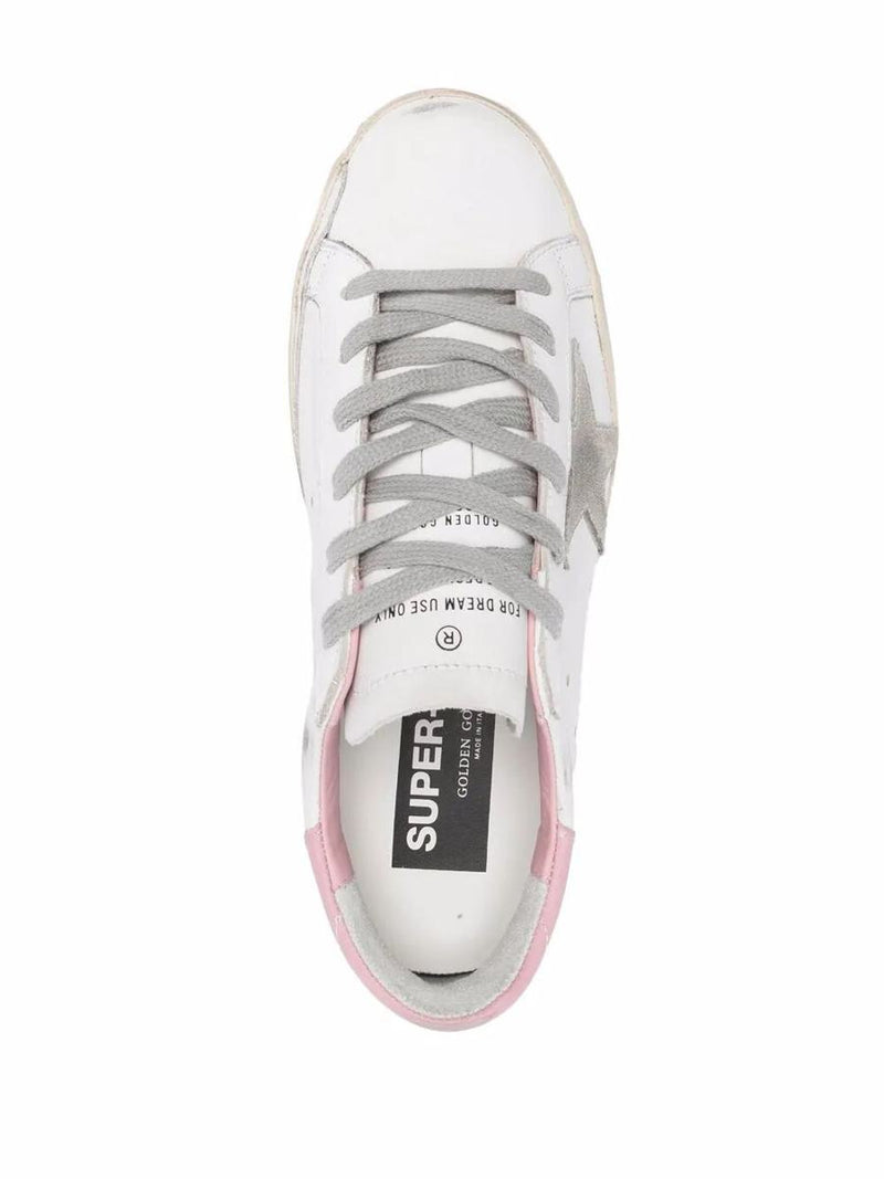 Golden Goose "Super Star" Leather Upper And Heel Suede Star And Spur Cream Sole Shoes