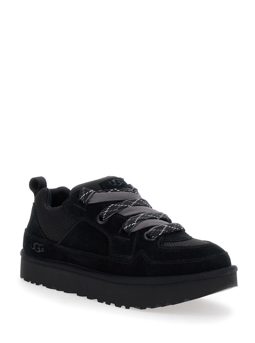 'Lo Lowmel' Black Sneakers With Mesh Inserts And Logo On The Side In Suede Man