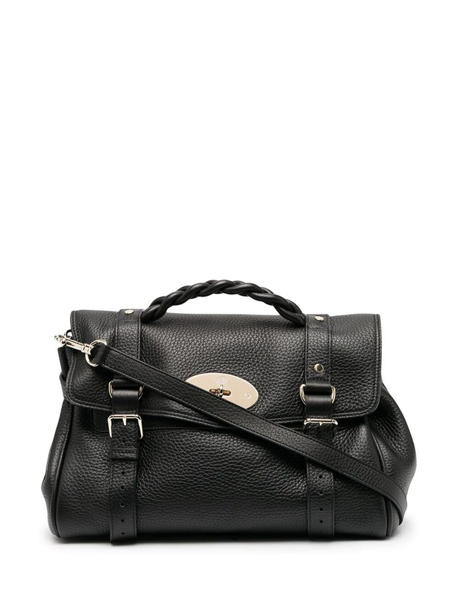 'Alexa' Black Handbag With Adjustable And Removable Shoulder Strap And Magnetic Closure In Granied Leather Woman