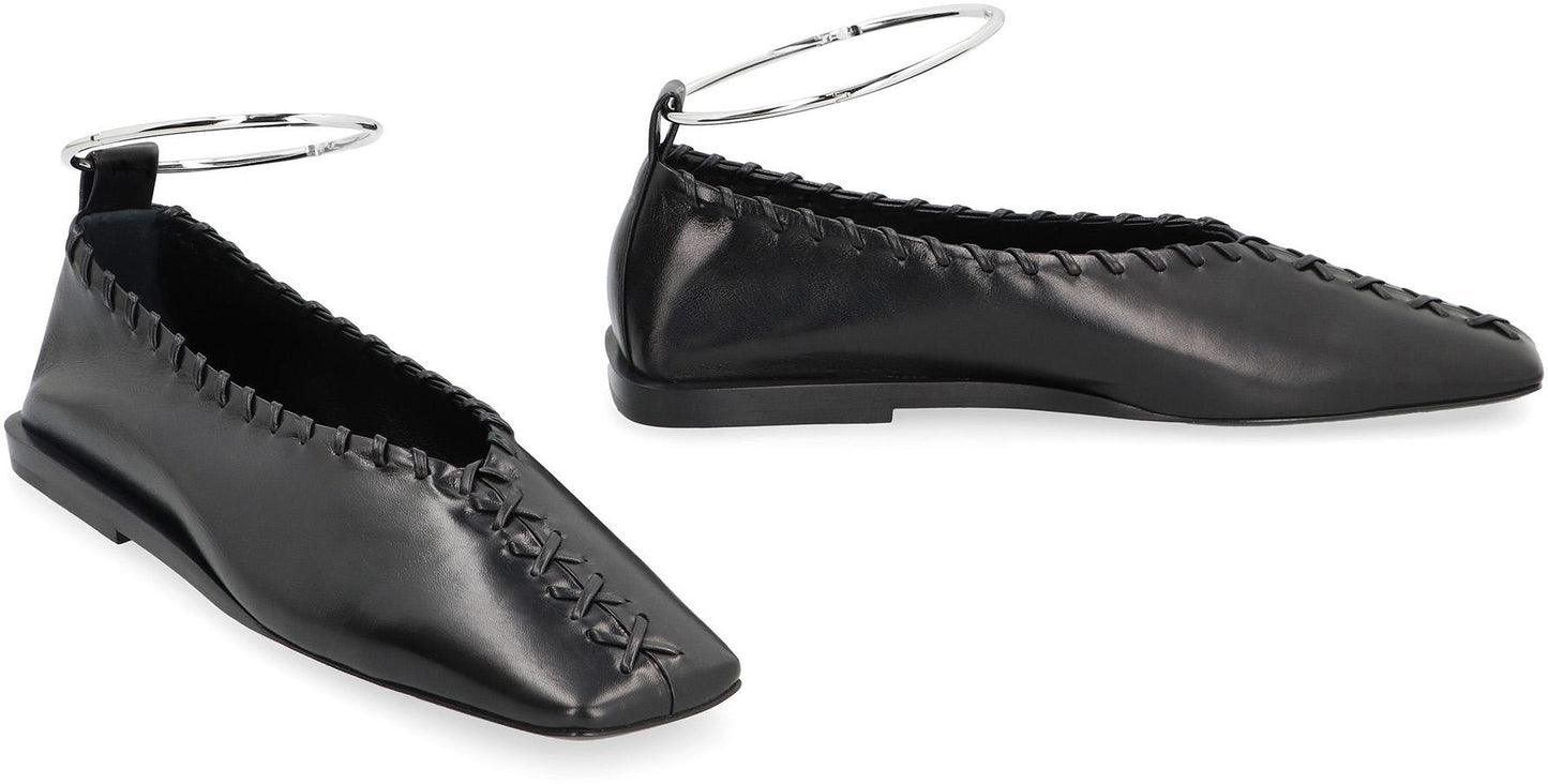 Jil Sander Ring Leather Ballet Flats