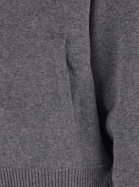 Grey Sweatshirt With Hood And Front Zip Closure In Wool And Cashmere Man