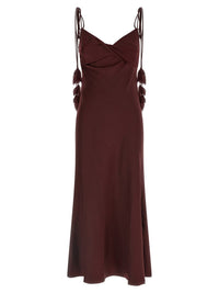 Self-Portrait 'Burgundy Satin Flower Midi' Dress