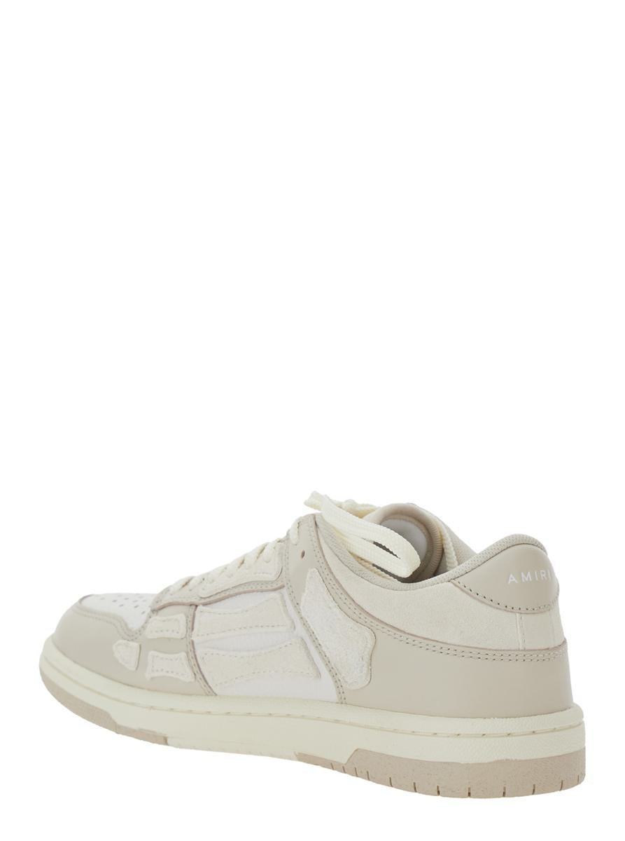 'Skel Top Low' Beige Sneakers With Logo Patch On Thetongue And Contrasting Details On The Side In Leather Woman