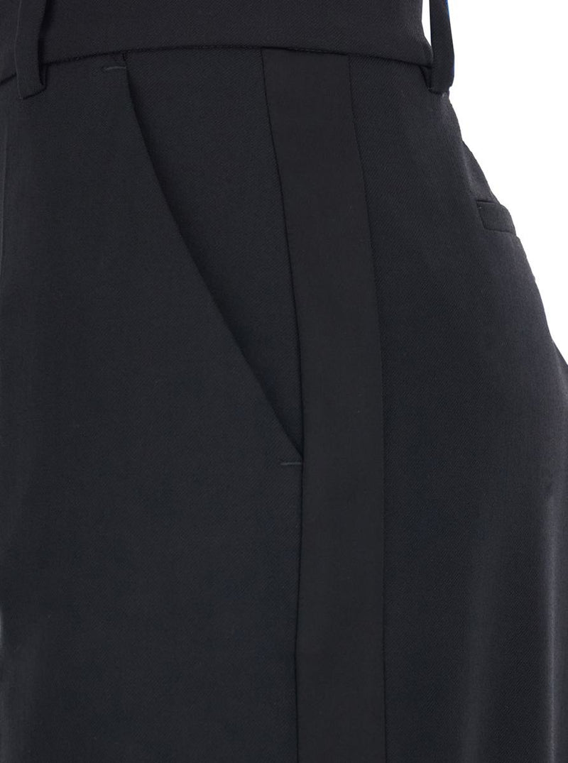 Black Pants With Wide Leg In Wool Stretch Woman