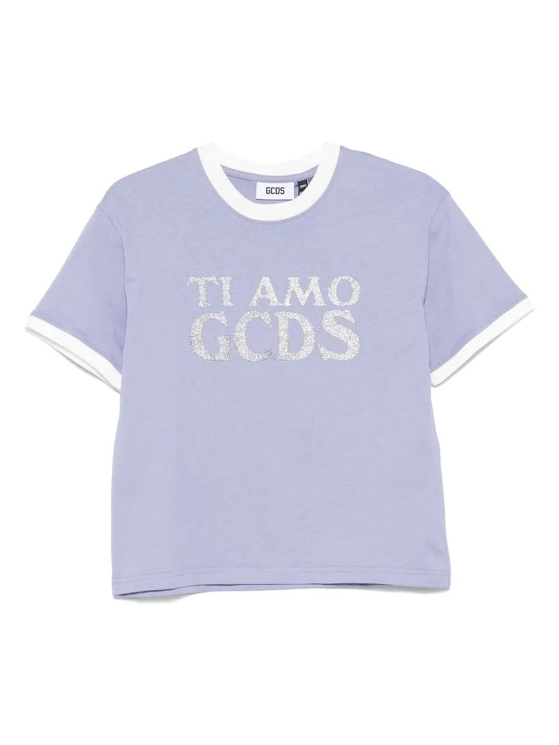 Boxy T-Shirt With Glitter Ti Amo Gcds