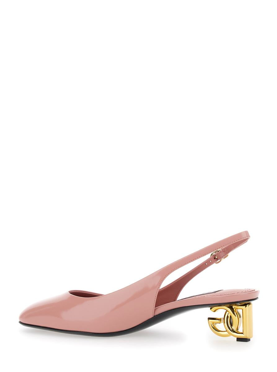 Pink Décolleté With Dg Logo On The Heel In Shiny Leather Woman
