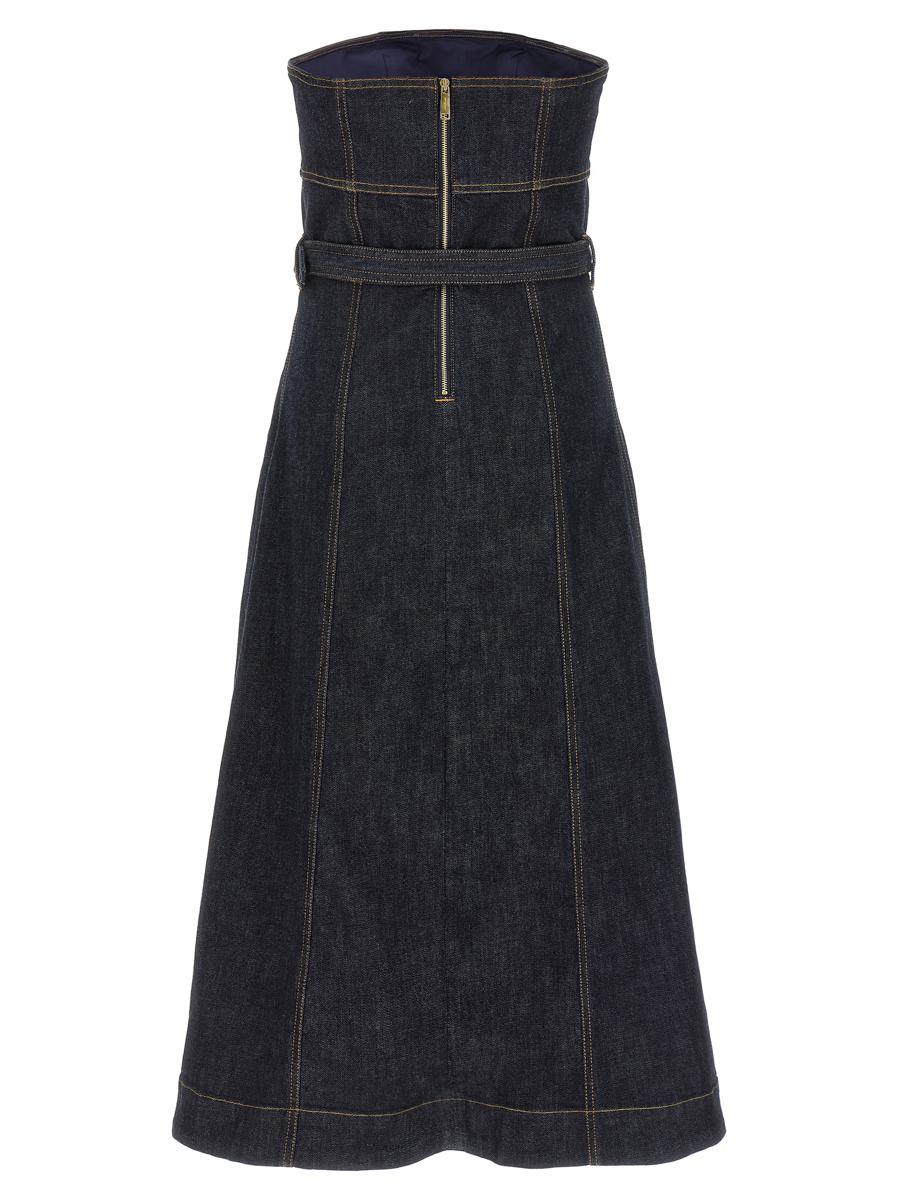 Self-Portrait 'Indigo Denim Bandeau Midi Dress' Dress
