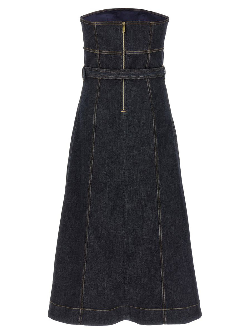 Self-Portrait 'Indigo Denim Bandeau Midi Dress' Dress