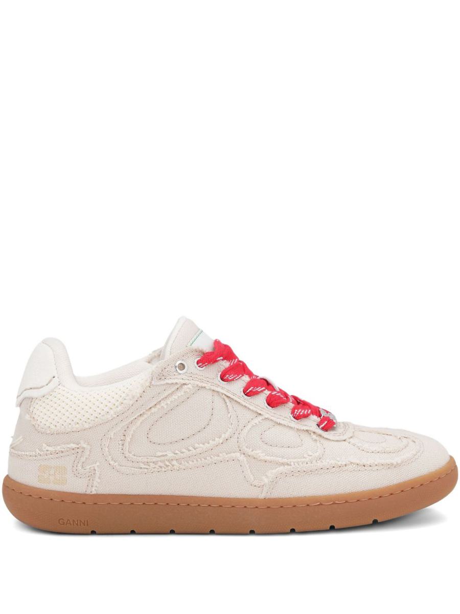Ganni Canvas Sneakers With Raw-Cut Edges
