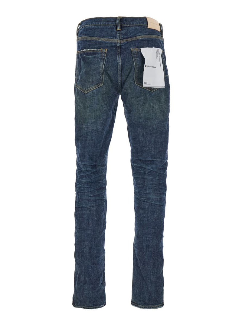 Blue Jeans With Low Rise And Stonewashed Effect In Denim Man