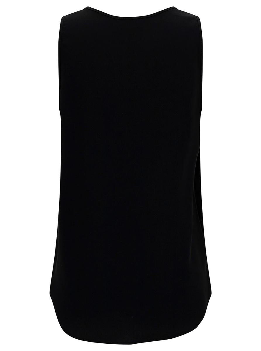 Black Tank Top With Plunging U Neckline In Polyamide Woman