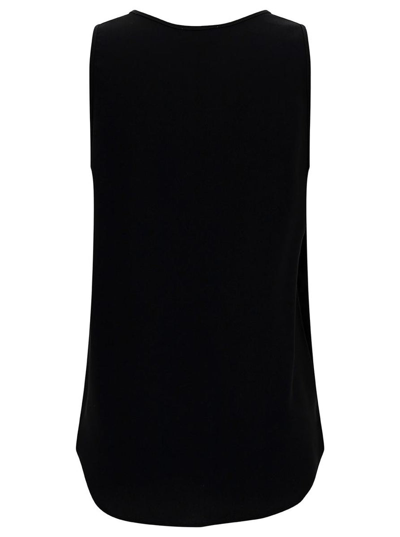 Black Tank Top With Plunging U Neckline In Polyamide Woman