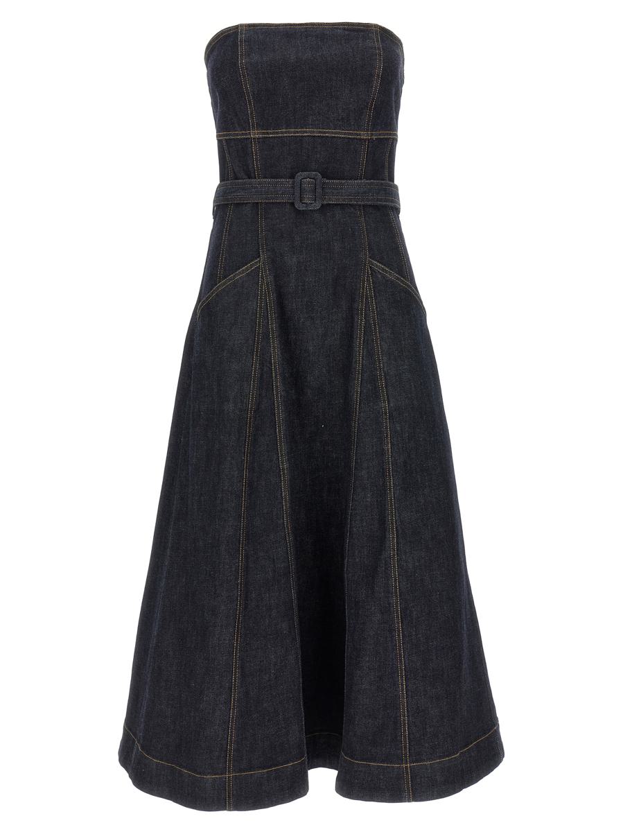 Self-Portrait 'Indigo Denim Bandeau Midi Dress' Dress