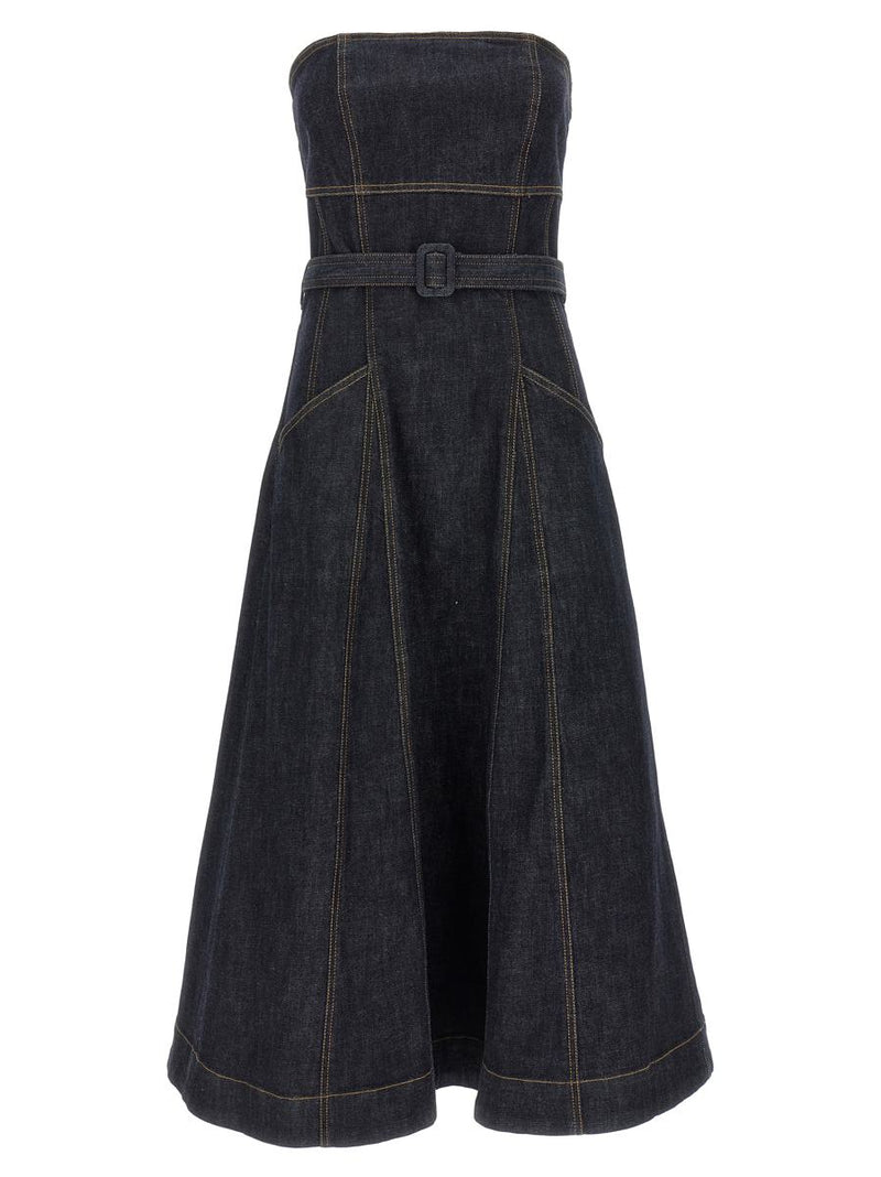 Self-Portrait 'Indigo Denim Bandeau Midi Dress' Dress