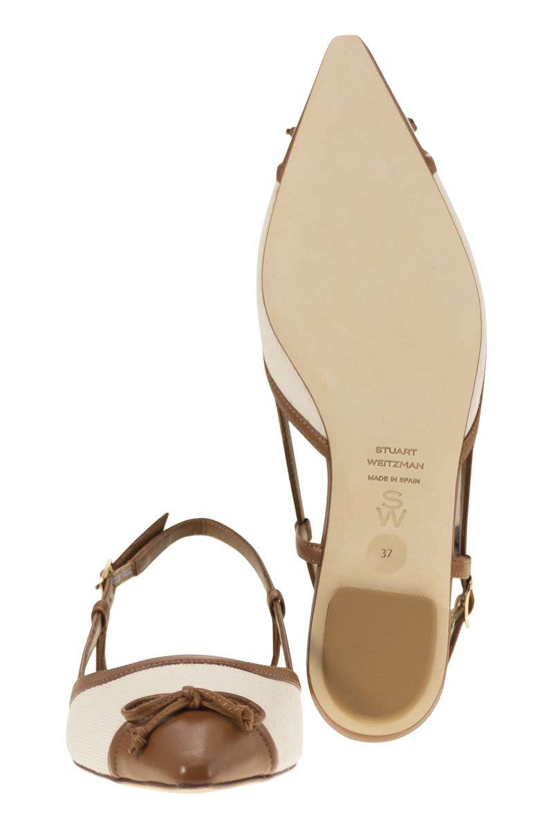Stuart Weitzman Kitty - Leather And Linen Slingback