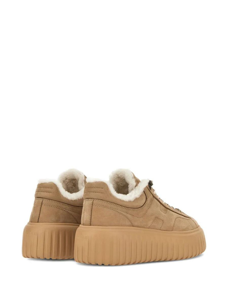 Hogan H-Stripes Suede Sneakers With Shearling Lining Shoes