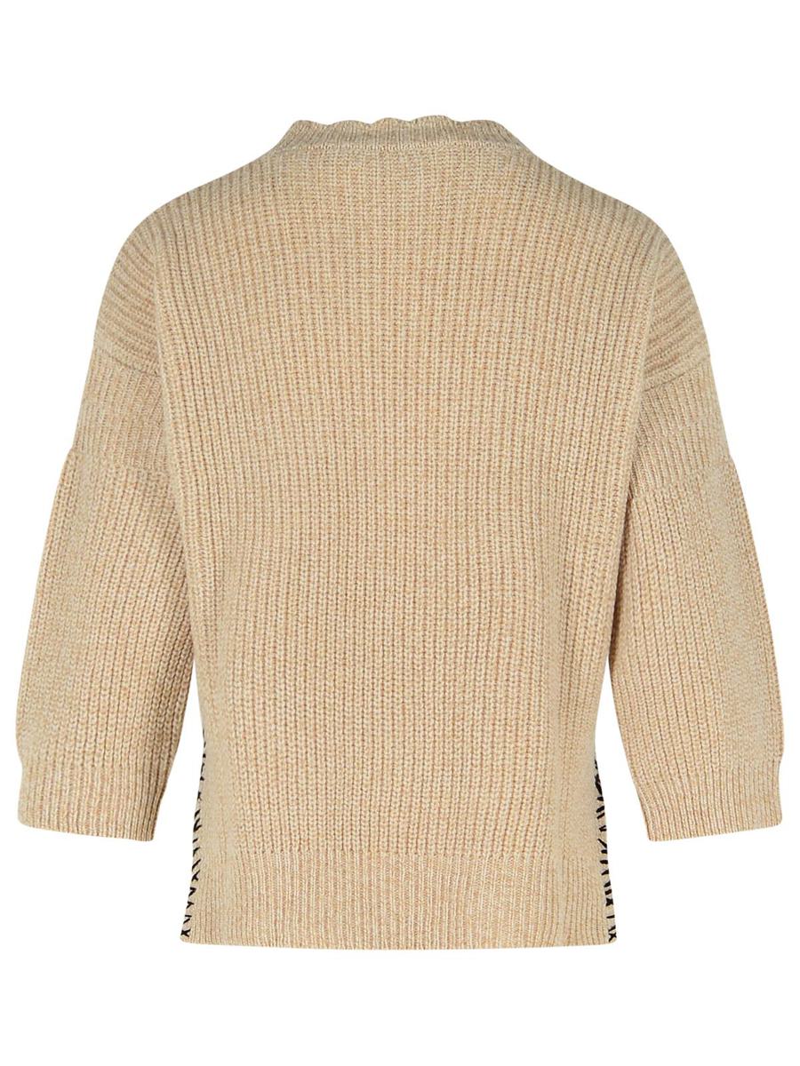 Marni Beige Mouliné Virgin Wool Sweater With 'Marni Mending' Embroidery