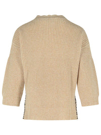 Marni Beige Mouliné Virgin Wool Sweater With 'Marni Mending' Embroidery
