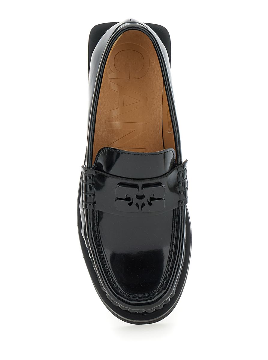 'Butterfly' Black Loafers With Tonal Logo In Techno Fabric Woman