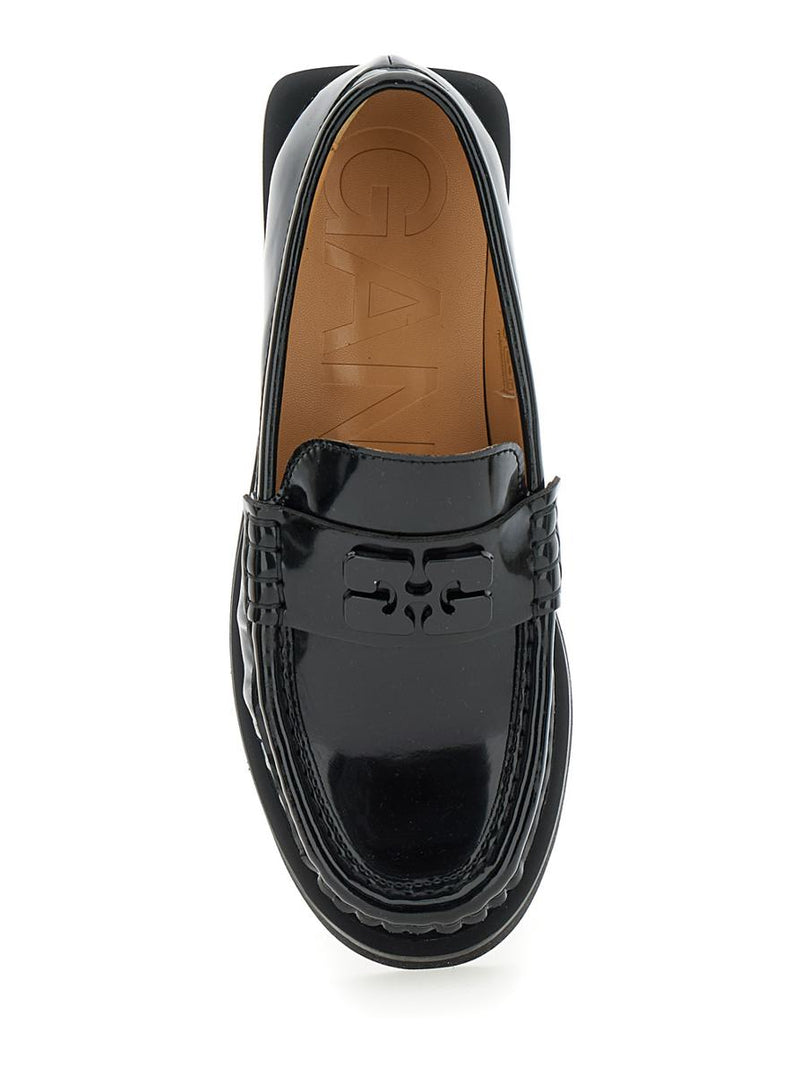 'Butterfly' Black Loafers With Tonal Logo In Techno Fabric Woman
