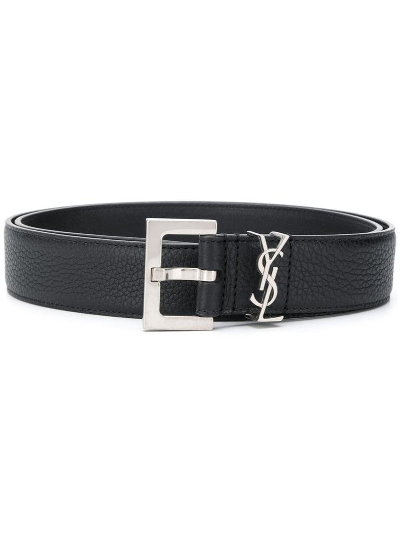 Saint Laurent Grained Leather Cassandre Belt Accessories