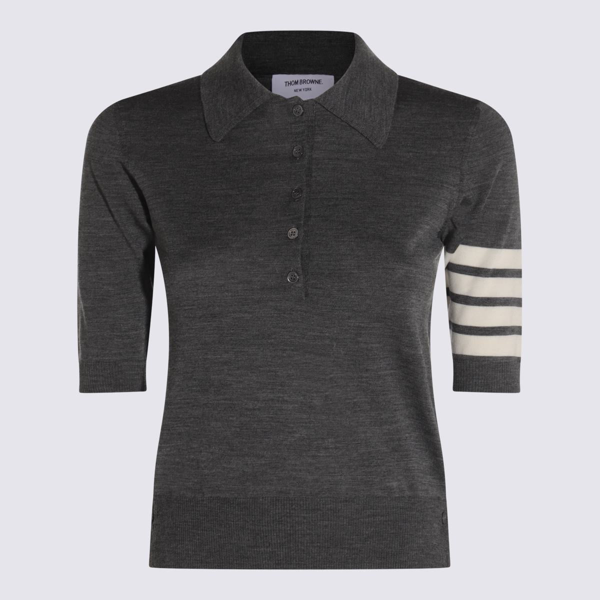 Thom Browne Grey Wool Polo Shirt