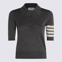 Thom Browne Grey Wool Polo Shirt