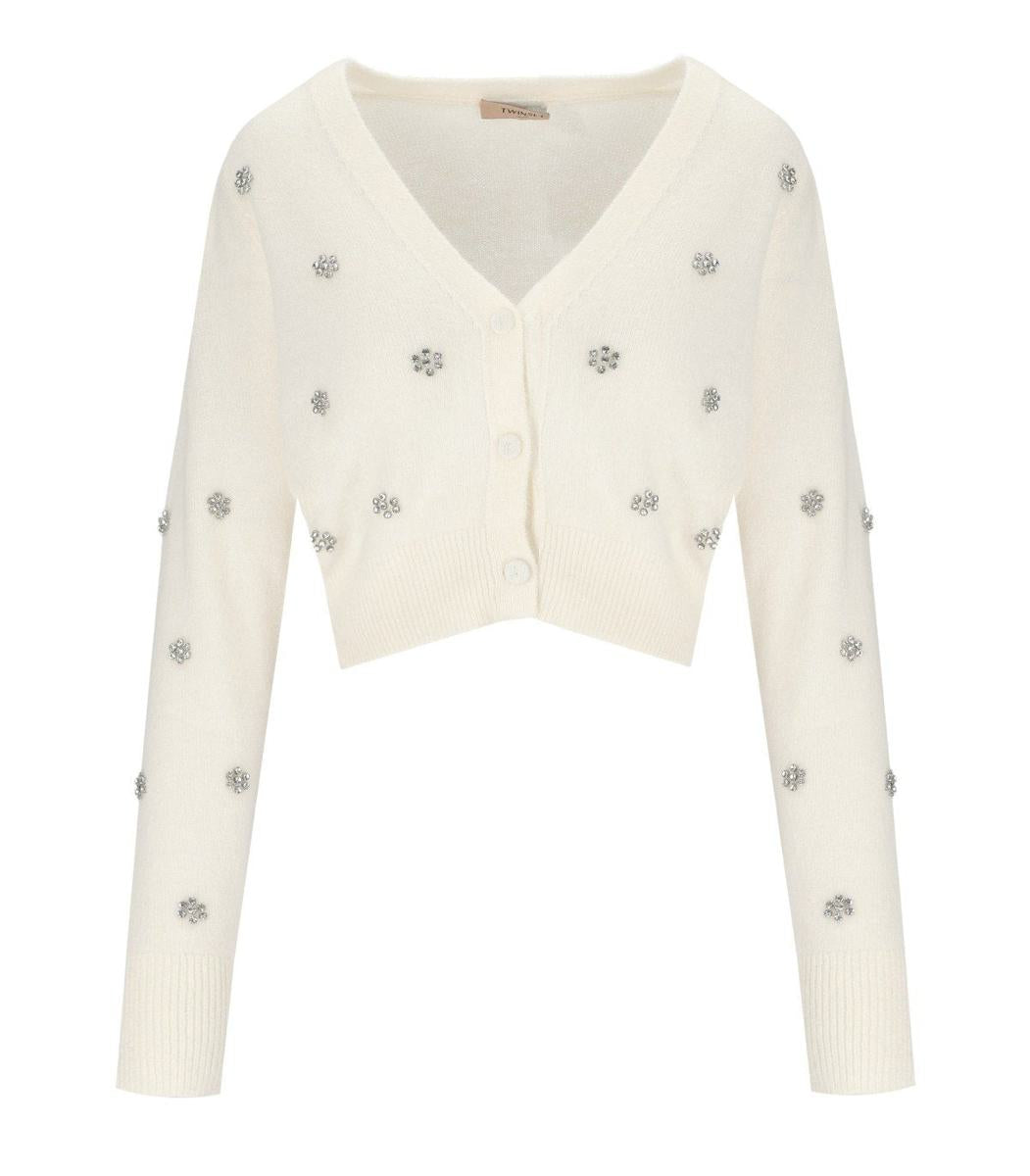 Twinset White Cropped Cardigan