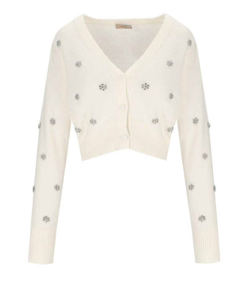 Twinset White Cropped Cardigan