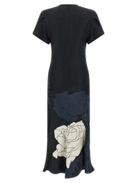 Victoria Beckham 'Gathered V-Neck' Midi Dress