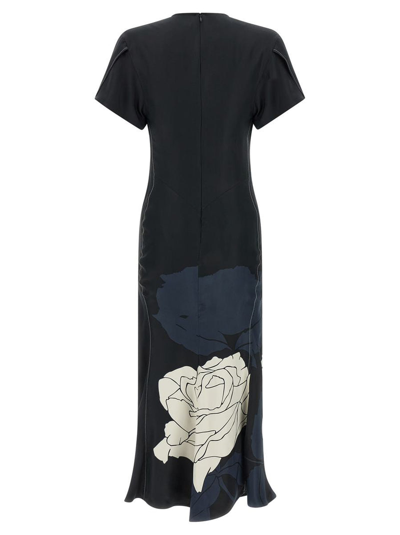 Victoria Beckham 'Gathered V-Neck' Midi Dress