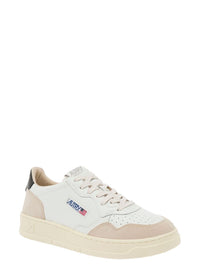 'Medalist' White Low Top Sneakers With Beige Suede Details In Leather Man