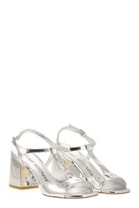 Stuart Weitzman Flareblock - Mirrored Leather T-Sandal