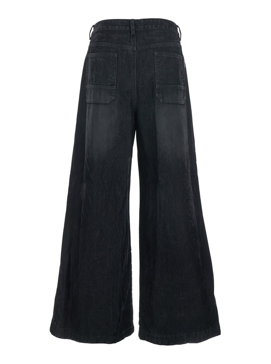 Black Jeans With Faded Effect And Wide Legi N Denim Man