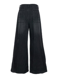 Black Jeans With Faded Effect And Wide Legi N Denim Man