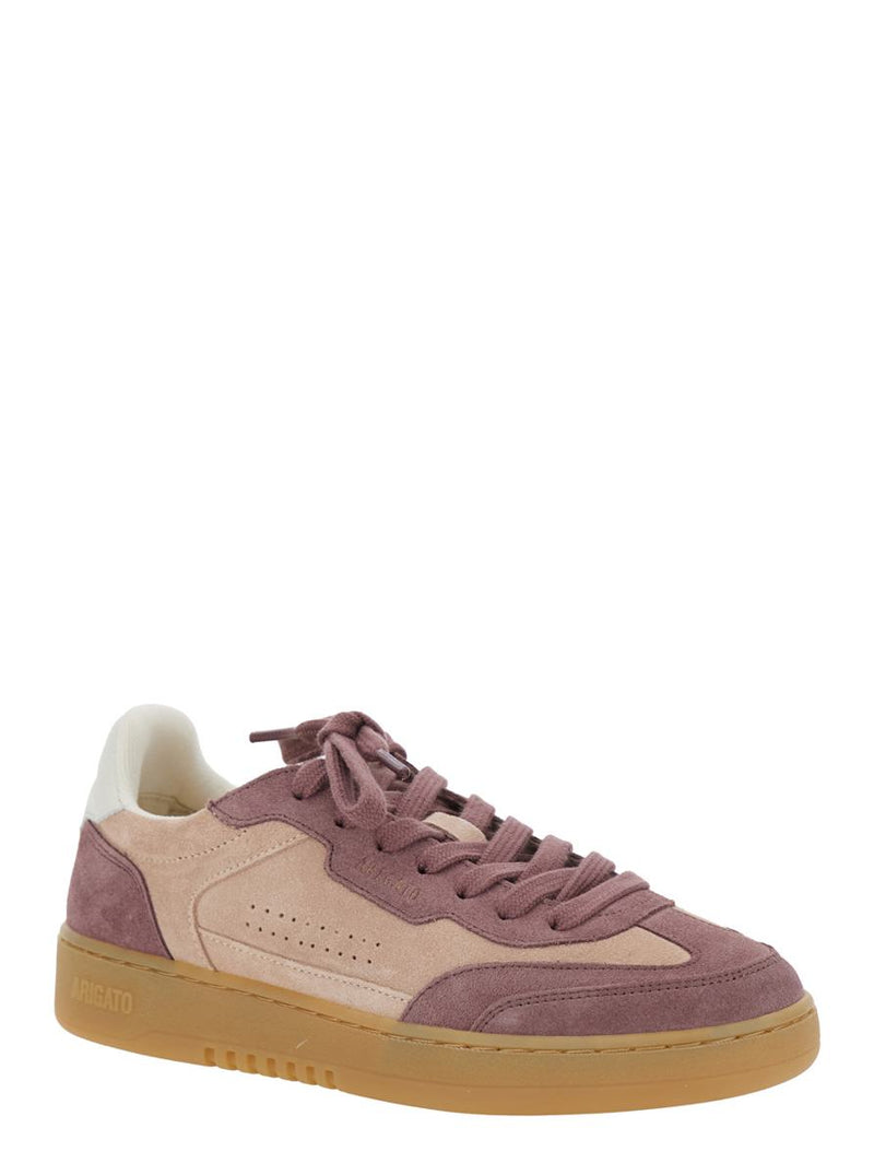 'Dice T-Toe' Pink Low Top Sneakers With Contrasting Heel With Logo Lettering In Suede Woman