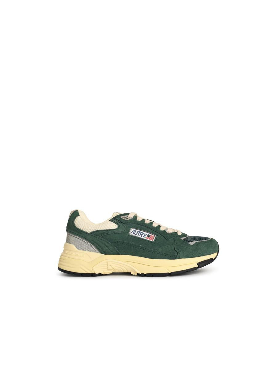 Autry 'Hyperway Low' Malachite And Silver Mesh And Suede Sneakers