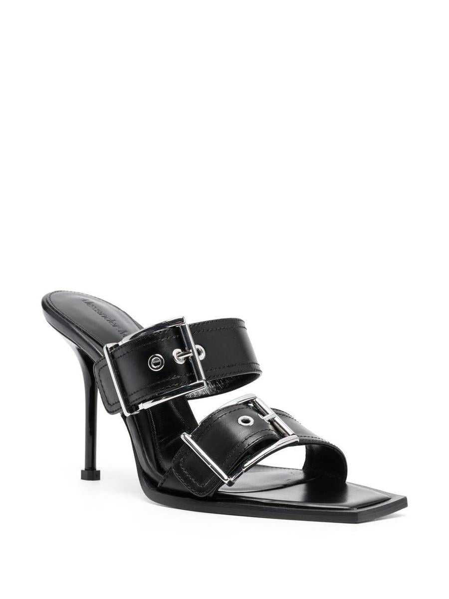 Alexander McQueen Punk Double Buckle Leather Sandals
